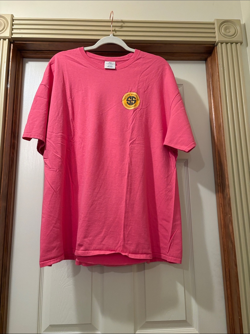 Simply Southern Hot Pink Short Sleeve Tee with Yellow Logo